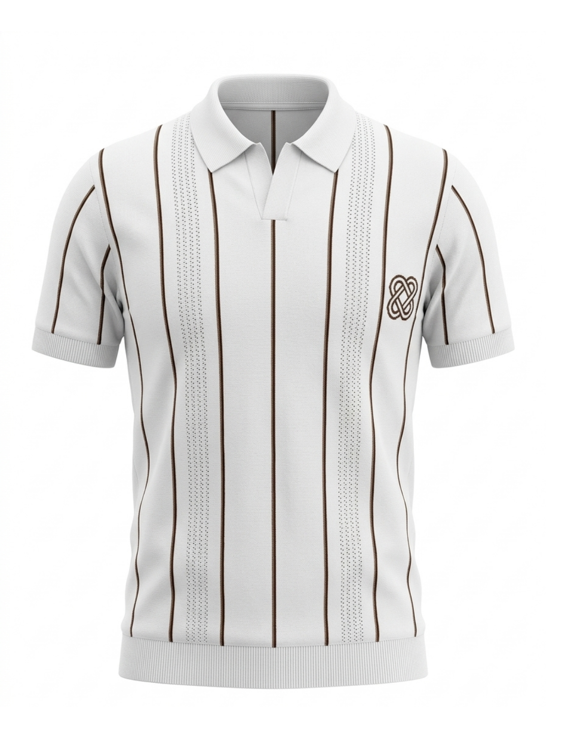 White Tide Vertical Stripe Knit Polo - White by Cord Cult - front view